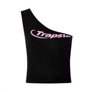 Trapstar Hyperdrive One Shoulder Vest Top Dame Sort Lyserød Danmark | LE09-344