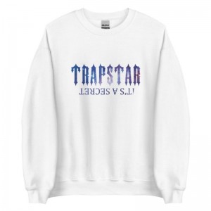 Trapstar It’s A Secret Funny Shining Galaxy Sweatshirts Herre Hvide Danmark | UQ70-372