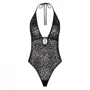 Trapstar Jacquard Mesh Halterneck Bodystocking Dame Sort Danmark | ND17-879