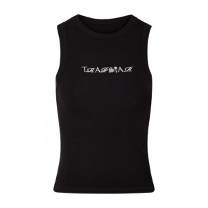 Trapstar Script Racer Vest Top Dame Sort Hvide Danmark | FN94-941
